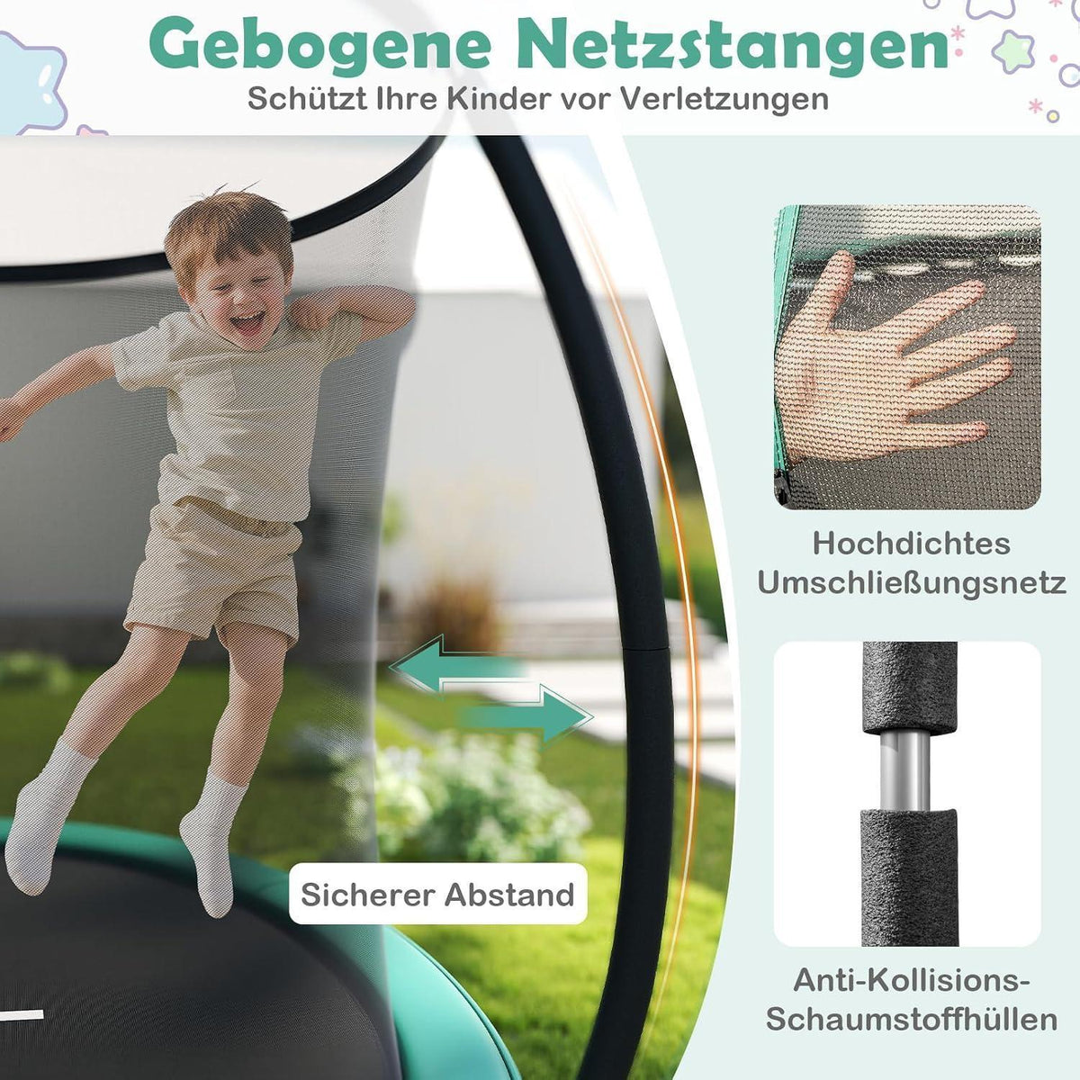 GYMAX Gartentrampolin 244cm mit Sicherheitsnetz & Leiter