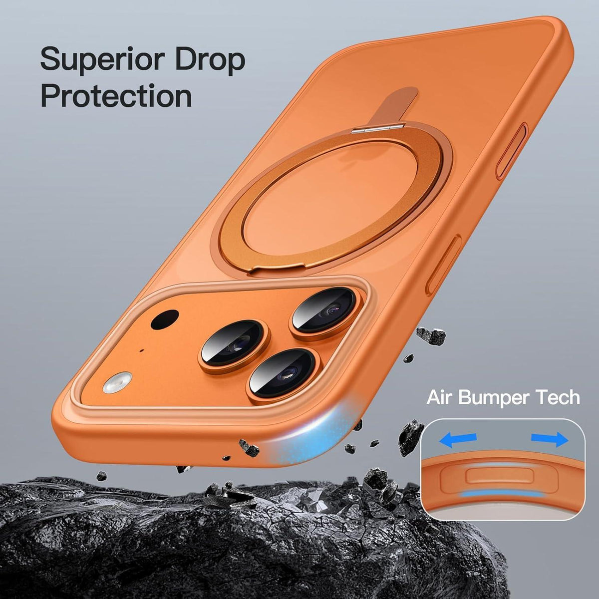 iPhone 17 Pro Hülle mit Ringständer & MagSafe (Orange)