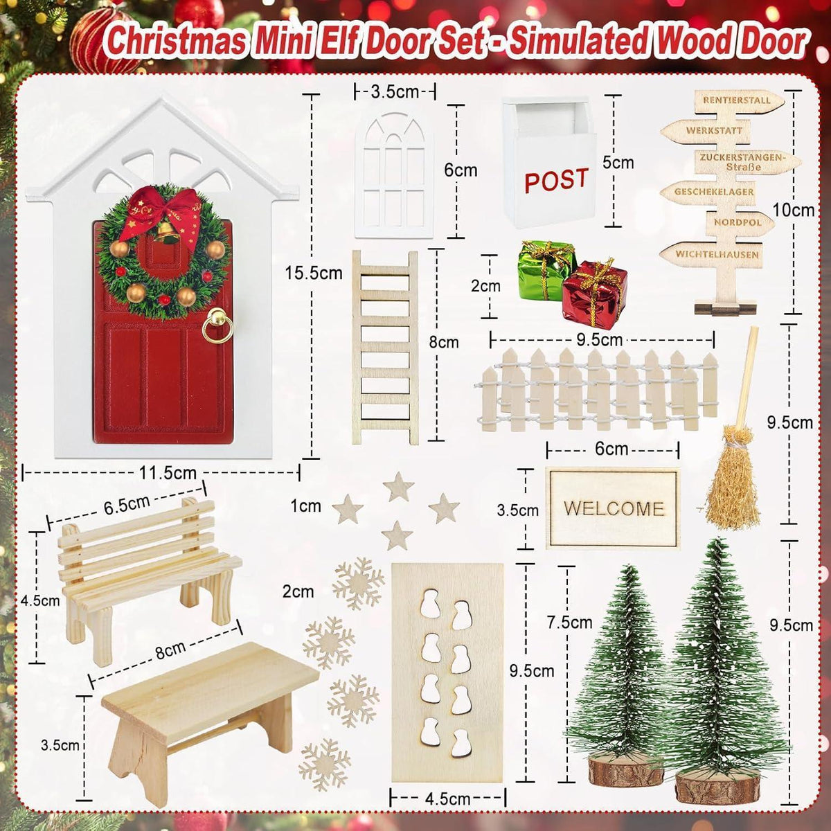 Weihnachts-Wichtel Zubehör Set – Komplettdeko für Wichteltüren