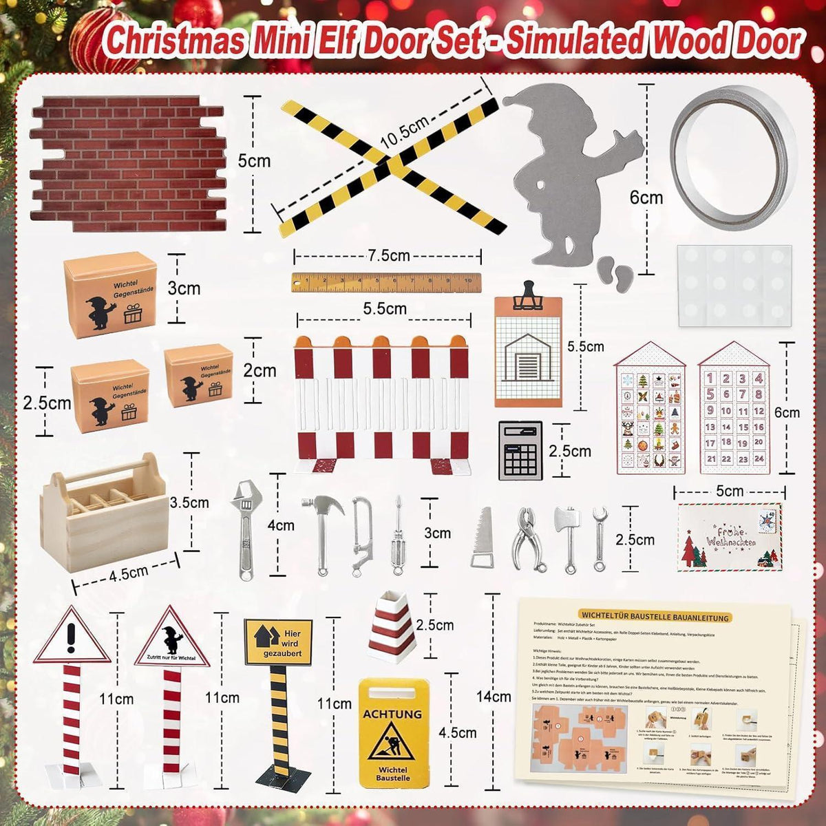 Weihnachts-Wichtel Zubehör Set – Komplettdeko für Wichteltüren