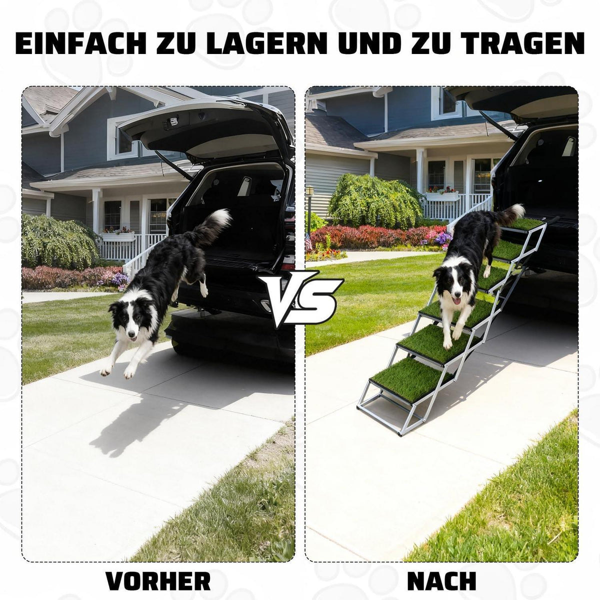 Hundetreppe Auto – 4 Stufen, Breit & Klappbar