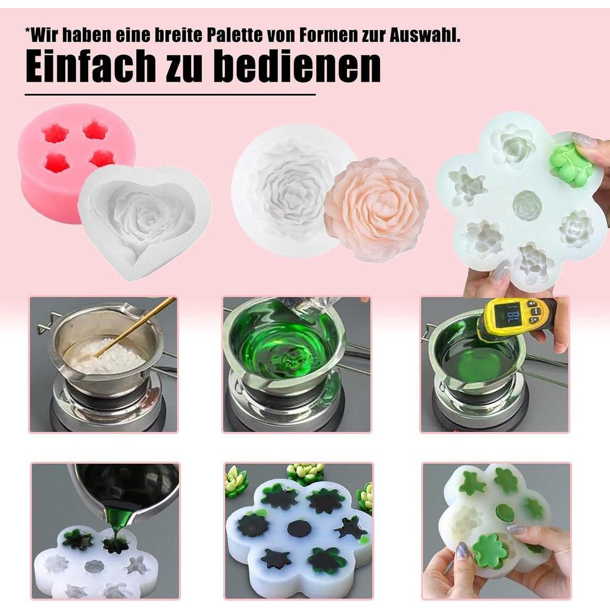3D Silikonformen Blumen – Kerzen, Seife, Schokolade