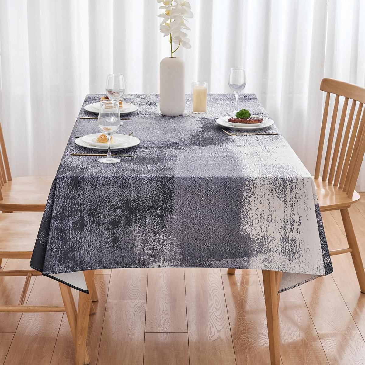 Tischdecke Anthrazit Modern 140x200 cm | Abwaschbar & Vielseitig