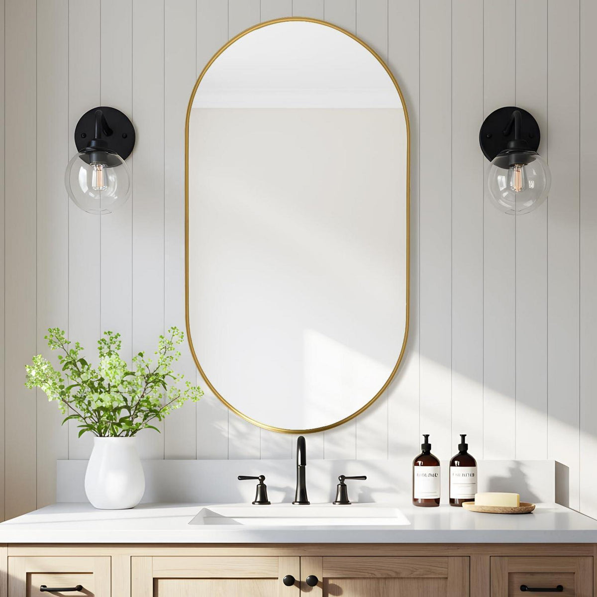 Ovaler Wandspiegel Gold 75x55cm – Moderner Schminkspiegel für Bad & Co.
