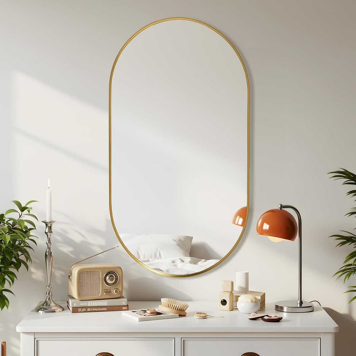 Ovaler Wandspiegel Gold 75x55cm – Moderner Schminkspiegel für Bad & Co.