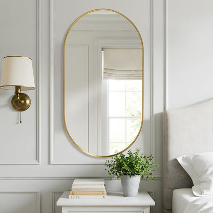 Ovaler Wandspiegel Gold 75x55cm – Moderner Schminkspiegel für Bad & Co.