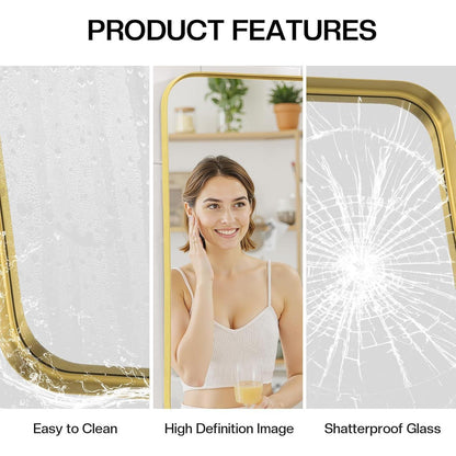 Goldener Wandspiegel 90x60cm – Modern & Elegant für Bad, Wohn- & Schlafzimmer