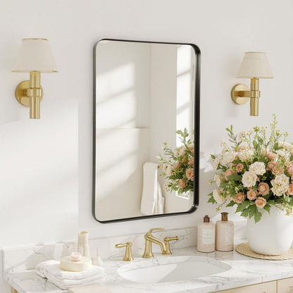 Wandspiegel Schwarz 90x60cm – Moderner Badezimmer Spiegel