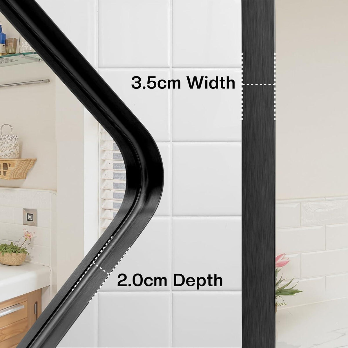 Wandspiegel Schwarz 90x60cm – Moderner Badezimmer Spiegel