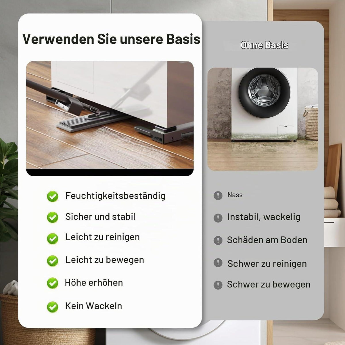 Waschmaschinen Rollen Untergestell verstellbar 50-80cm