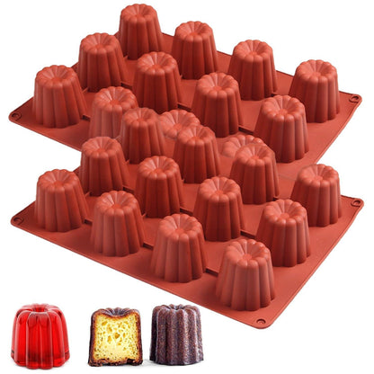 2x Silikonform für Mini Cannelé, 12 Hohlräume zum Backen