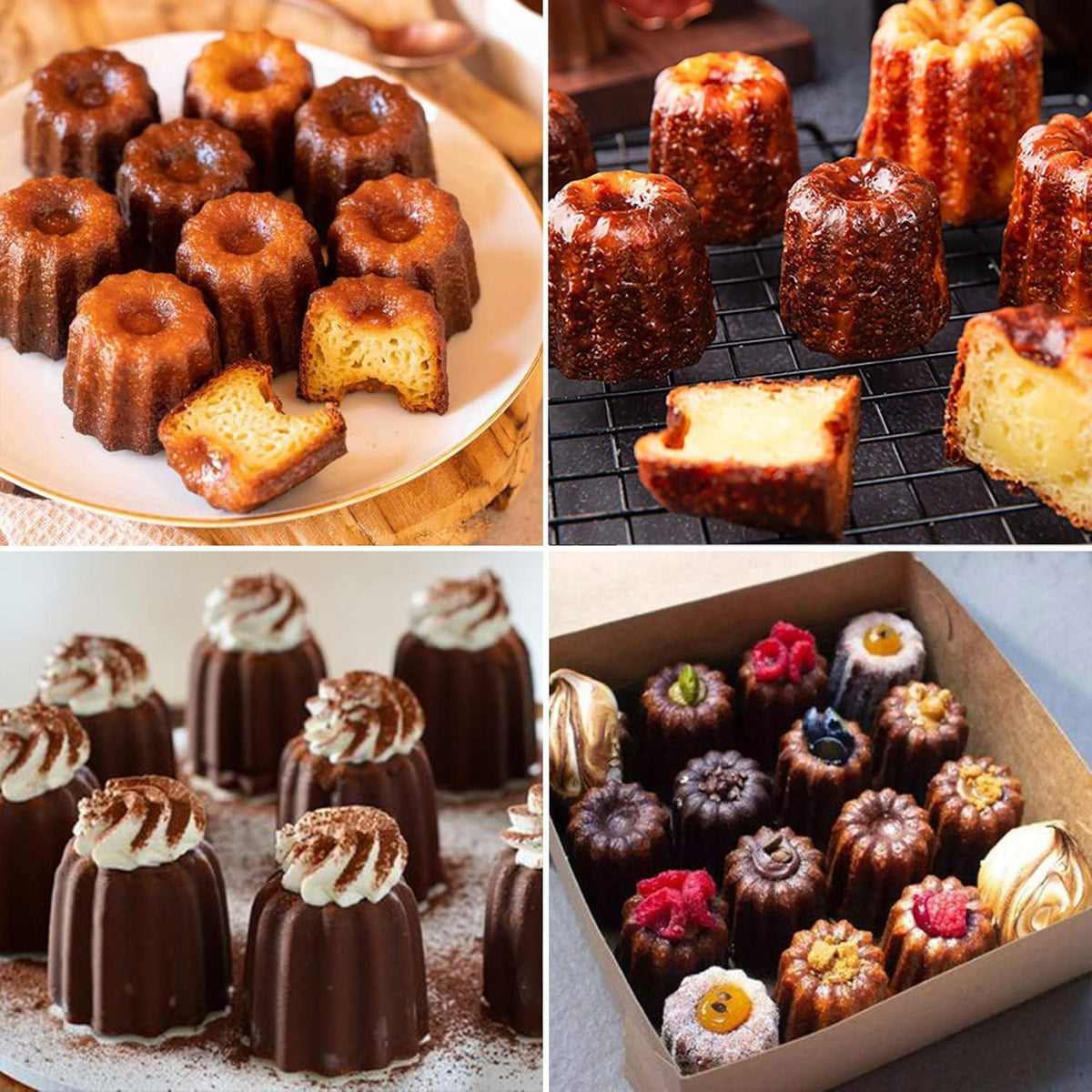 2x Silikonform für Mini Cannelé, 12 Hohlräume zum Backen