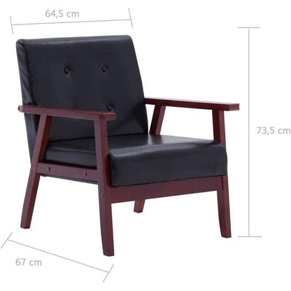2-tlg. Sofagarnitur Schwarz Kunstleder Modernes Wohnzimmer Sofa