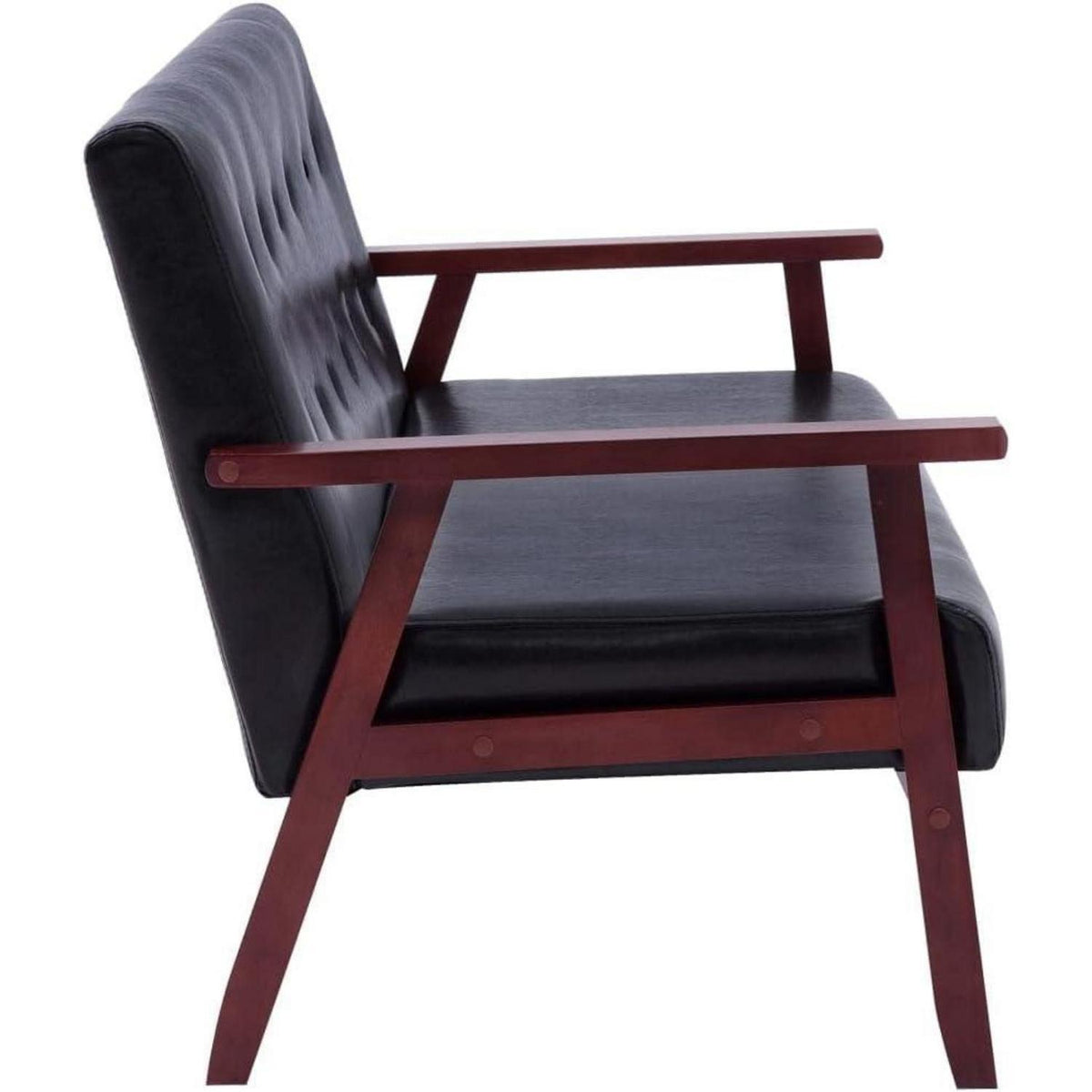 2-tlg. Sofagarnitur Schwarz Kunstleder Modernes Wohnzimmer Sofa