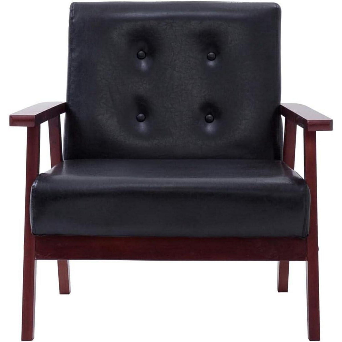2-tlg. Sofagarnitur Schwarz Kunstleder Modernes Wohnzimmer Sofa