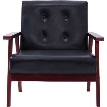 2-tlg. Sofagarnitur Schwarz Kunstleder Modernes Wohnzimmer Sofa