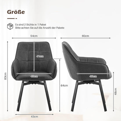Drehbarer Esszimmerstuhl mit Armlehnen, Grau