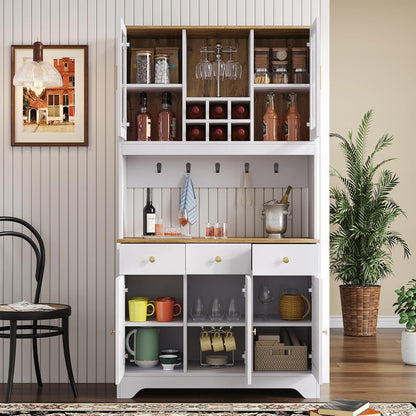 Weißes Sideboard mit Glastüren & Stauraum (94,5x30x175,5cm)
