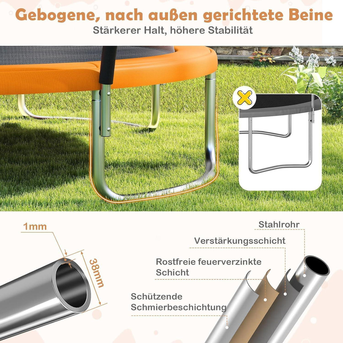 GYMAX Gartentrampolin 305cm mit Sicherheitsnetz & Leiter