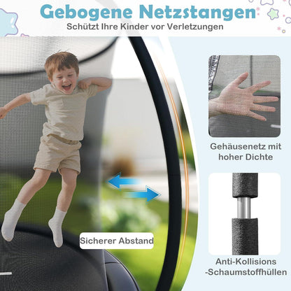 GYMAX Gartentrampolin 305cm mit Sicherheitsnetz & Leiter