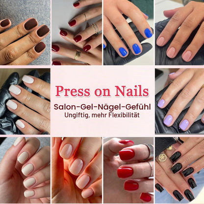 Rosa Press On Nails - Kurze Eckige French Nägel 24er Set