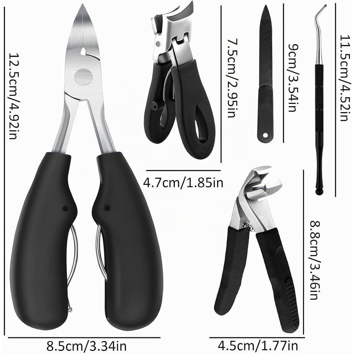 Profi Nagelknipser Set 5-teilig Edelstahl für dicke & eingewachsene Nägel