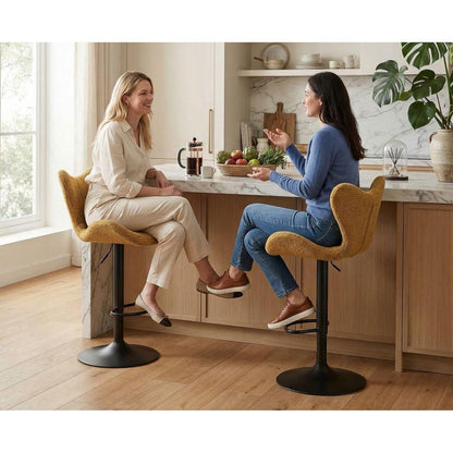 Moderner Barhocker 4er Set, Höhenverstellbar & 360° Drehbar, Gelb