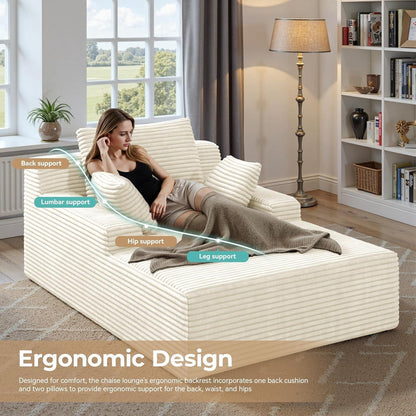 Modernes Cord Sofa mit Schlaffunktion – Beige, 172x130x71cm