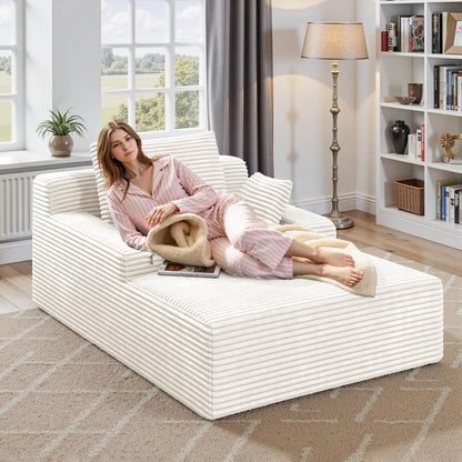 Modernes Cord Sofa mit Schlaffunktion – Beige, 172x130x71cm