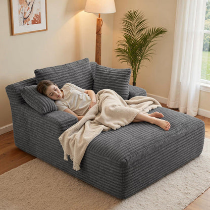 Modernes Cord Sofa mit Schlaffunktion – Grau, Boneless Couch