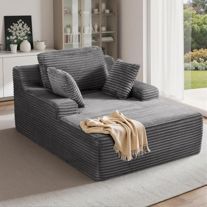 Modernes Cord Sofa mit Schlaffunktion – Grau, Boneless Couch