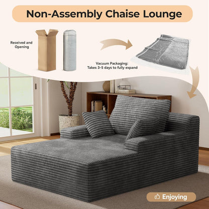 Modernes Cord Sofa mit Schlaffunktion – Grau, Boneless Couch