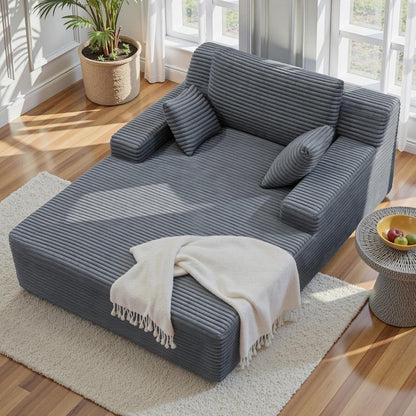 Modernes Cord Sofa mit Schlaffunktion – Grau, Boneless Couch