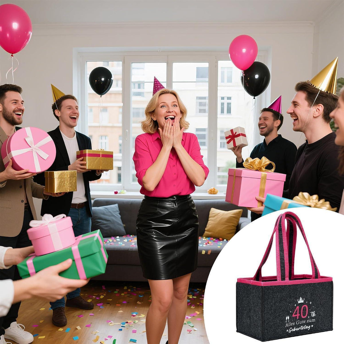 Geschenkset 40. Geburtstag: Socken & Tragetasche für Frauen