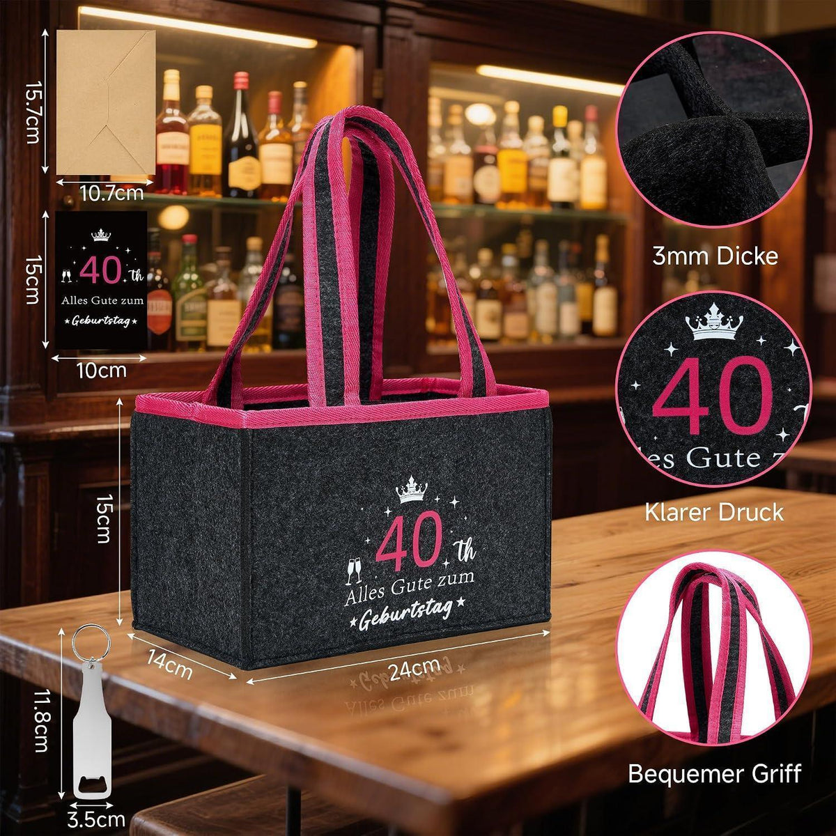 Geschenkset 40. Geburtstag: Socken & Tragetasche für Frauen