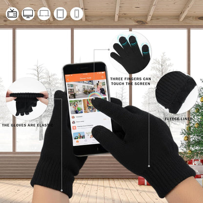 Herren Winter Set: Mütze, Schal & Touchscreen Handschuhe Schwarz
