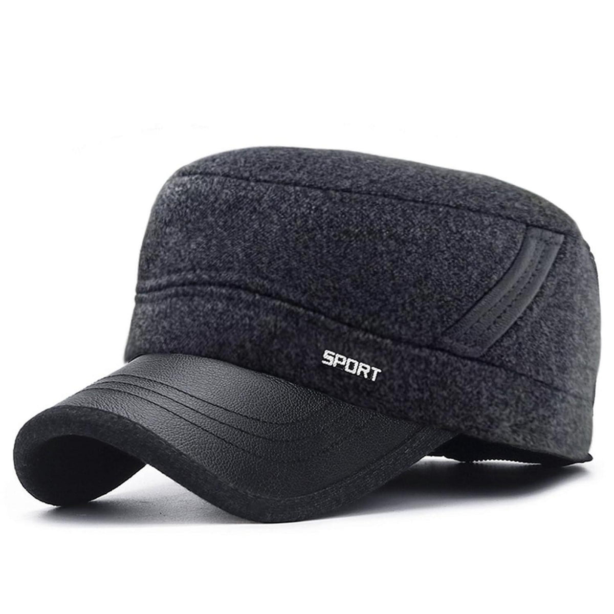 Herren Winter Cap mit Ohrenklappen – Grau, Verstellbar M-L