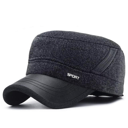 Herren Winter Cap mit Ohrenklappen – Grau, Verstellbar M-L