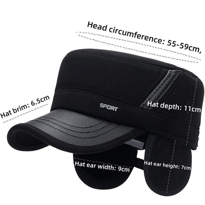 Herren Winter Cap mit Ohrenklappen – Grau, Verstellbar M-L