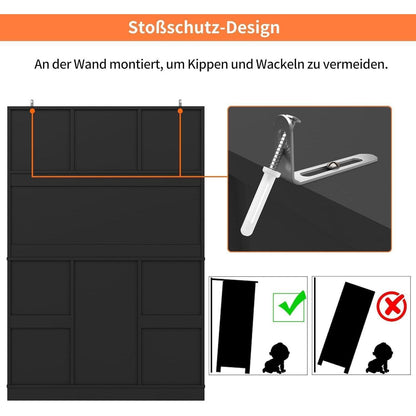 Küchenschrank mit Weinregal & verstellbaren Ablagen, Schwarz