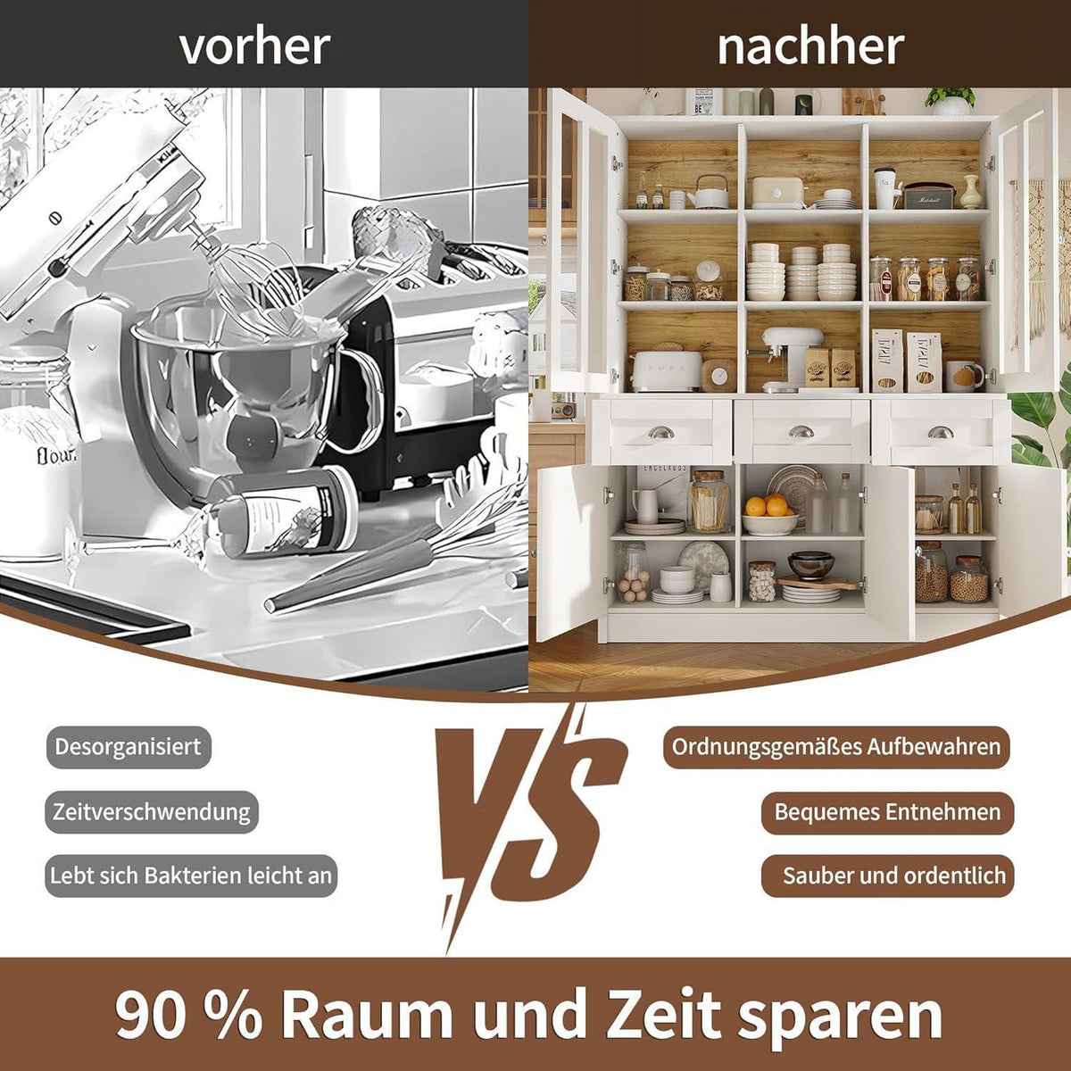 Hochschrank Weiß 140x38.5x175cm – Vitrine & Küchenschrank