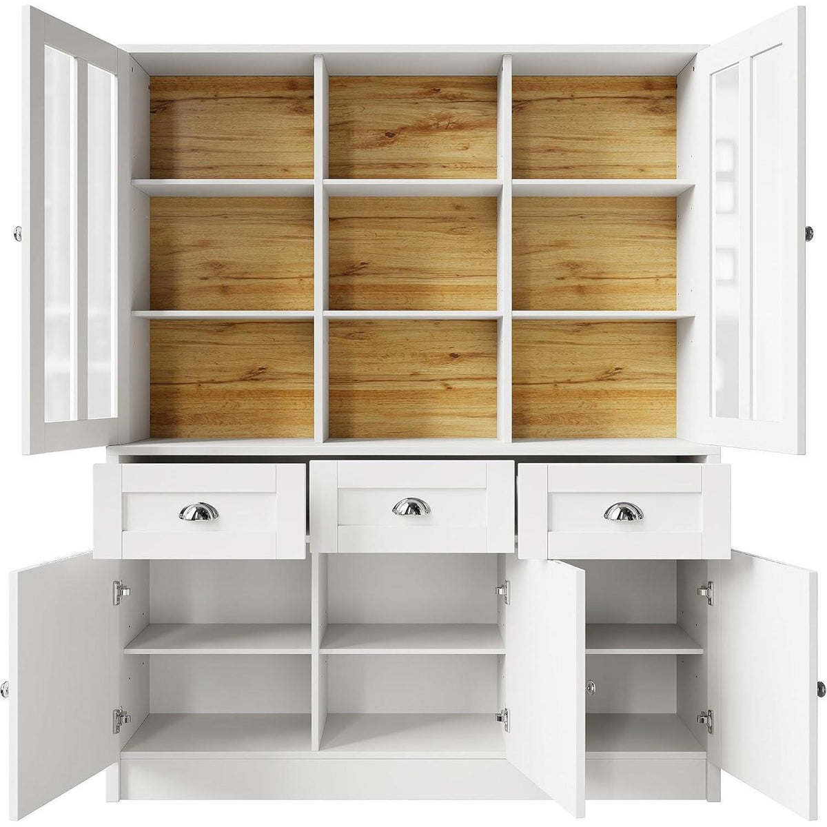 Hochschrank Weiß 140x38.5x175cm – Vitrine & Küchenschrank