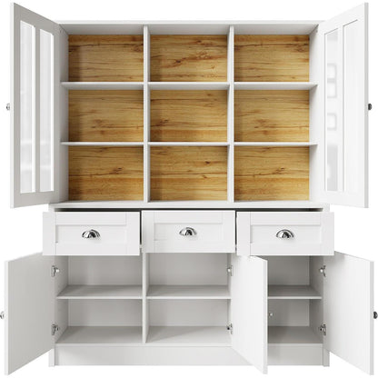 Hochschrank Weiß 140x38.5x175cm – Vitrine & Küchenschrank