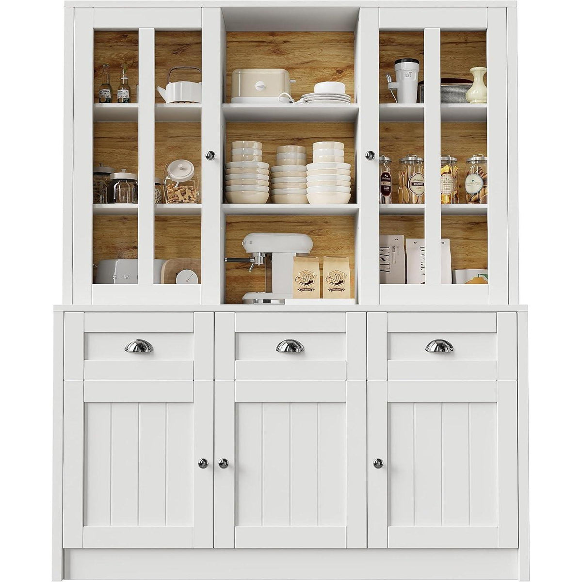 Hochschrank Weiß 140x38.5x175cm – Vitrine & Küchenschrank