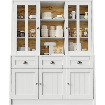 Hochschrank Weiß 140x38.5x175cm – Vitrine & Küchenschrank