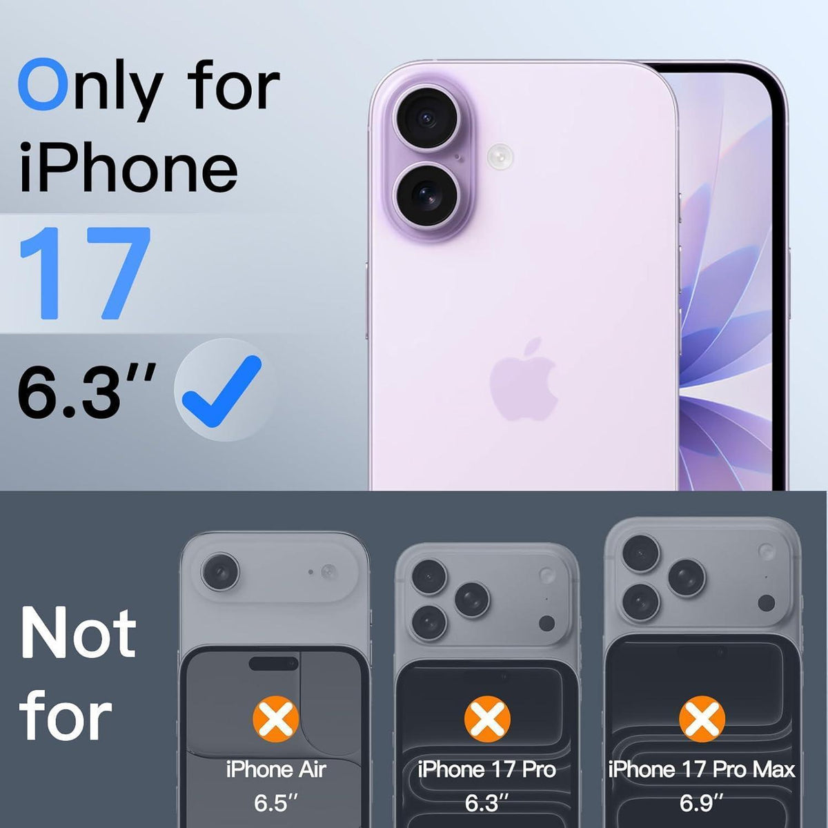 Displayschutzfolie 360° Sichtschutz für iPhone 17 6,3 Zoll, 2 Stück