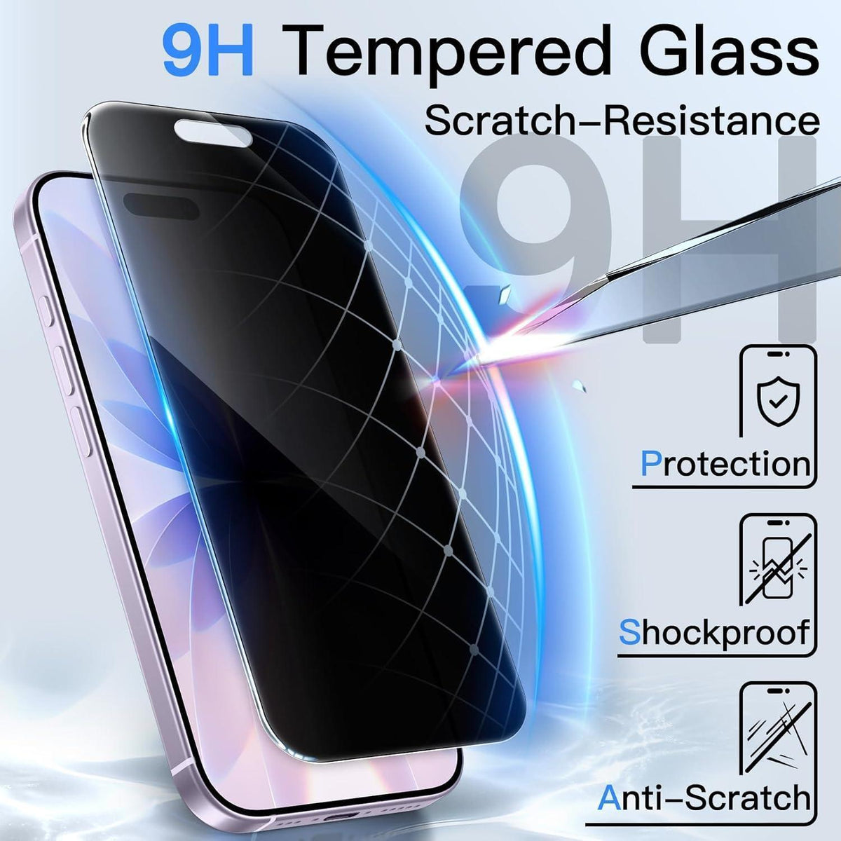Displayschutzfolie 360° Sichtschutz für iPhone 17 6,3 Zoll, 2 Stück
