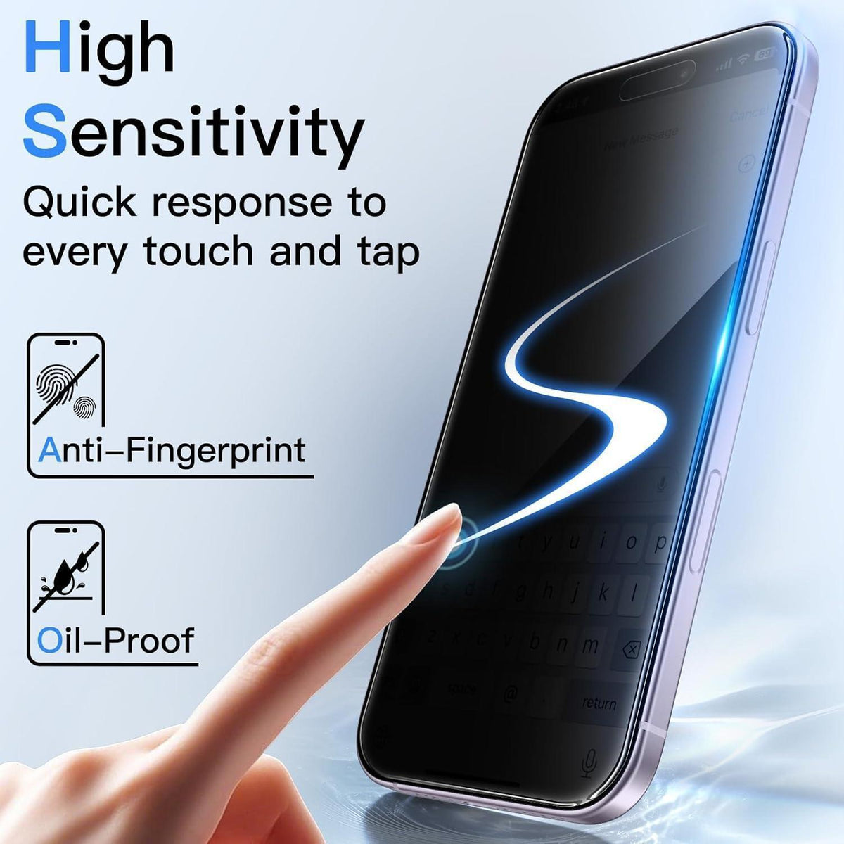 Displayschutzfolie 360° Sichtschutz für iPhone 17 6,3 Zoll, 2 Stück