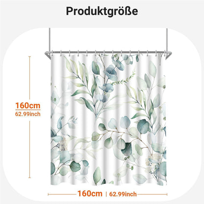 Duschvorhang Textil 160x160 cm Blatt, Wasserabweisend, Waschbar