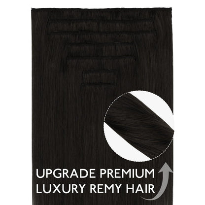 Echthaar Clip-in Extensions – Natürliches Schwarz, 55g, 25cm